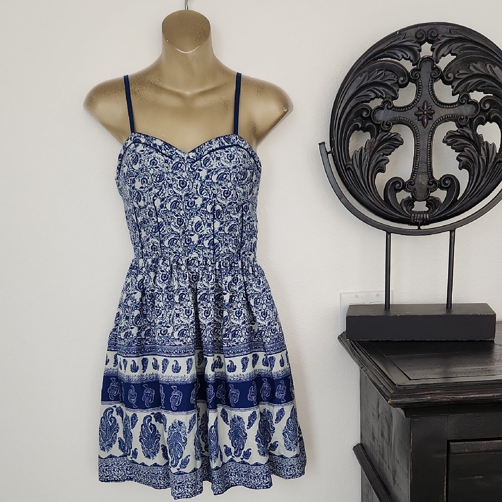 American Rag Blue and White Printed Mini Dress